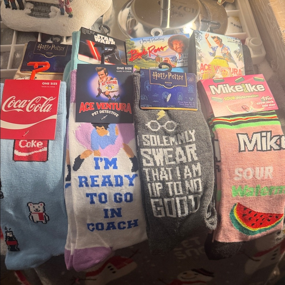 Coca Cola Light Blue Socks with Pink Accents each